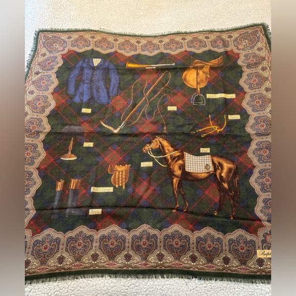 Ralph Lauren Collection Square Equestrian Cashmere Silk Scarf With Box - Picture 10 of 10